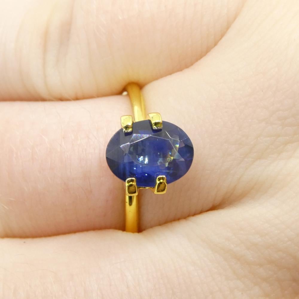 Description:

Gem Type: Sapphire 
Number of Stones: 1
Weight: 2 cts
Measurements: 8.94 x 6.96 x 3.56 mm
Shape: Oval
Cutting Style Crown: Modified Brilliant Cut
Cutting Style Pavilion: Step Cut 
Transparency: Transparent
Clarity: Slightly Included: