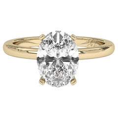 2CT Oval Cut Solitaire F-G Color with VS Clarity Lab Grown Diamond Ring