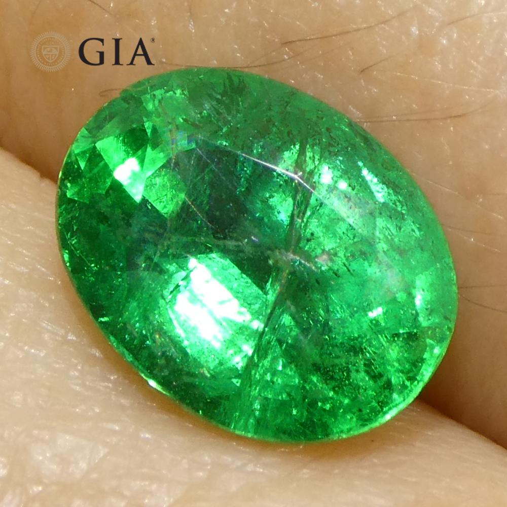 2ct Oval Green Emerald GIA Certified Zambia (F2) For Sale 8