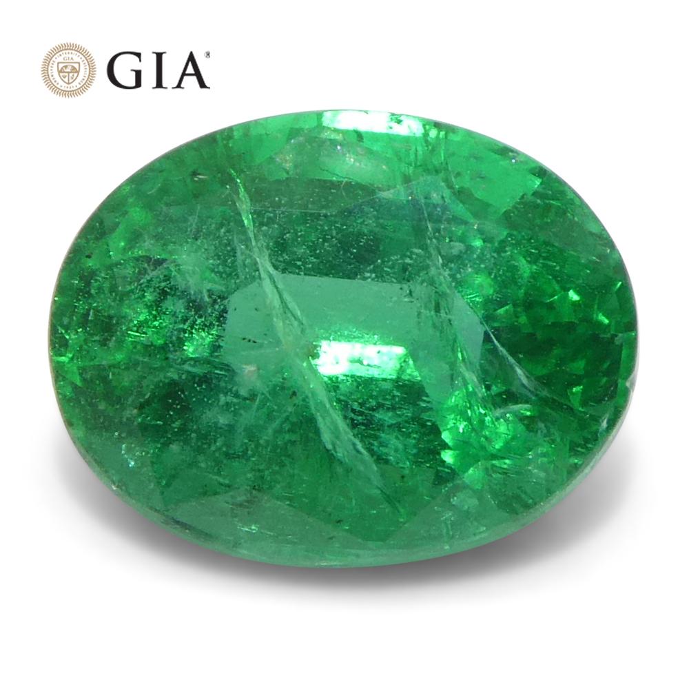 2ct Oval Green Emerald GIA Certified Zambia (F2) In New Condition For Sale In Toronto, Ontario