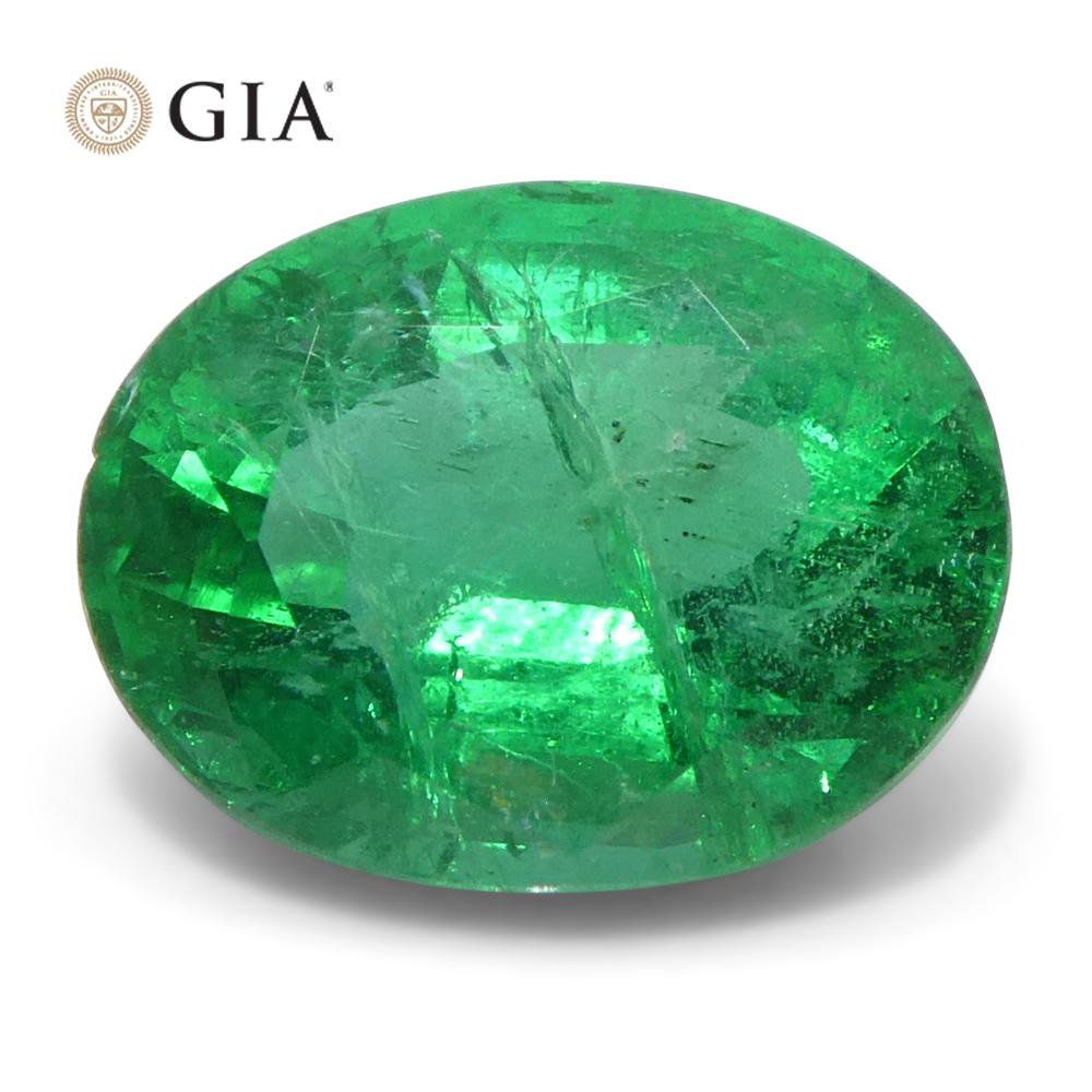 2ct Oval Green Emerald GIA Certified Zambia (F2) For Sale 1