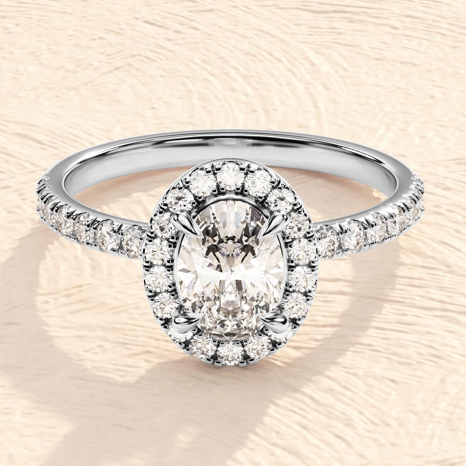 2CT Oval Moisanite Engagement Ring 925 Sterling Silver Promise Ring Gift For Her In New Condition For Sale In Chicago, IL