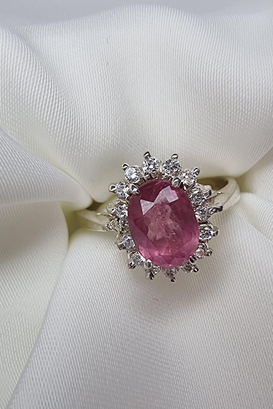 2ct Oval Pink Natural Tourmaline Princess Ring In New Condition For Sale In Lanham, MD