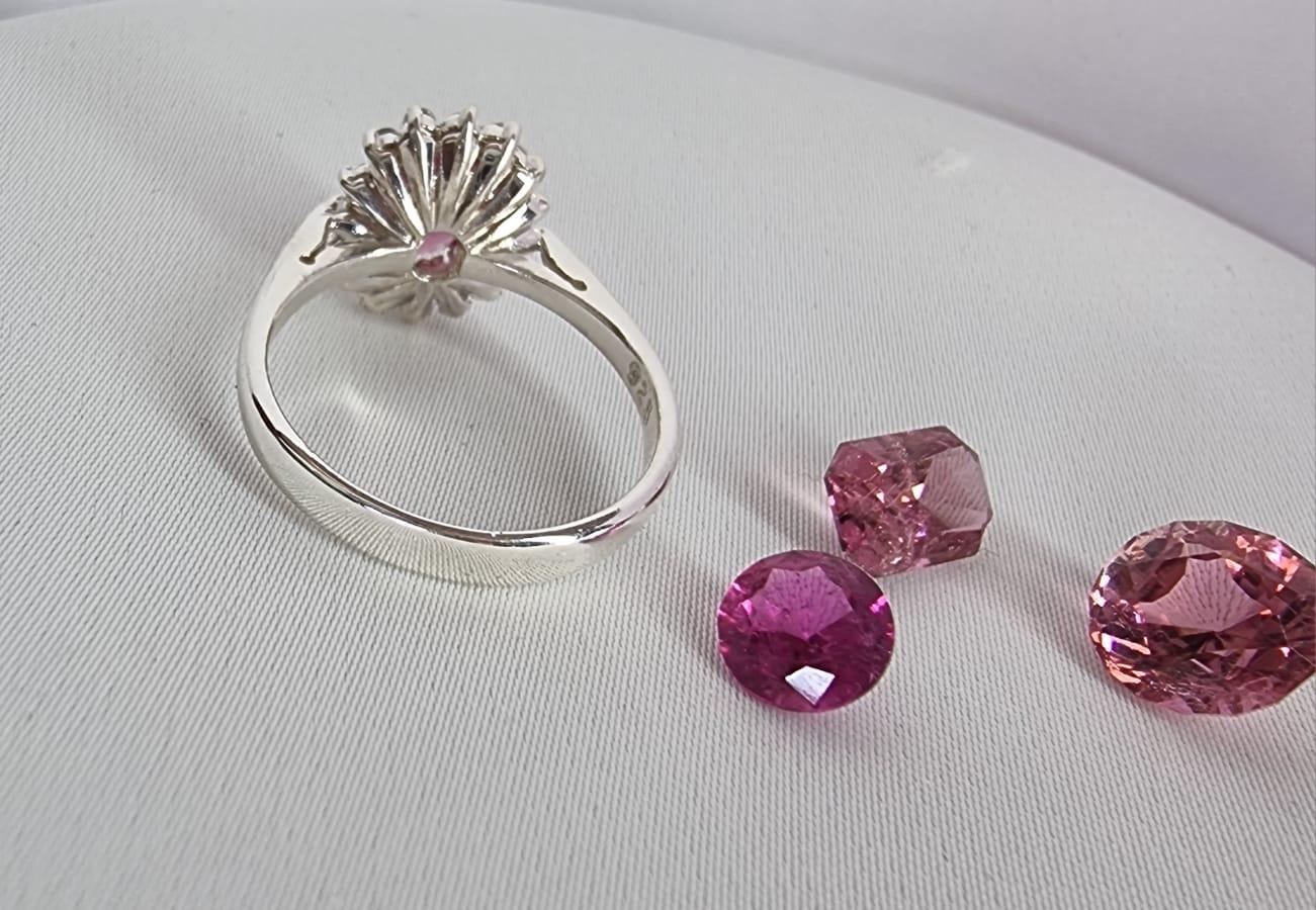 Oval Cut 2ct Oval Pink Natural Tourmaline Princess Ring For Sale