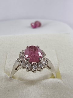 2ct Oval Pink Natural Tourmaline Princess Ring