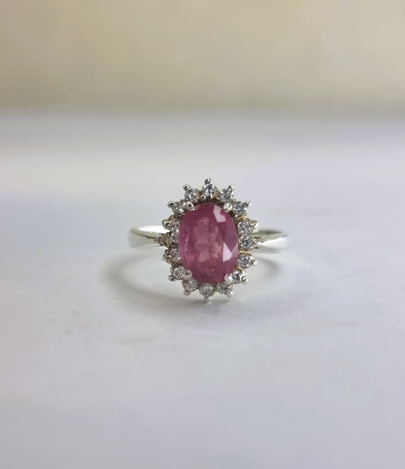 2ct Oval Pink Natural Tourmaline Princess Ring For Sale