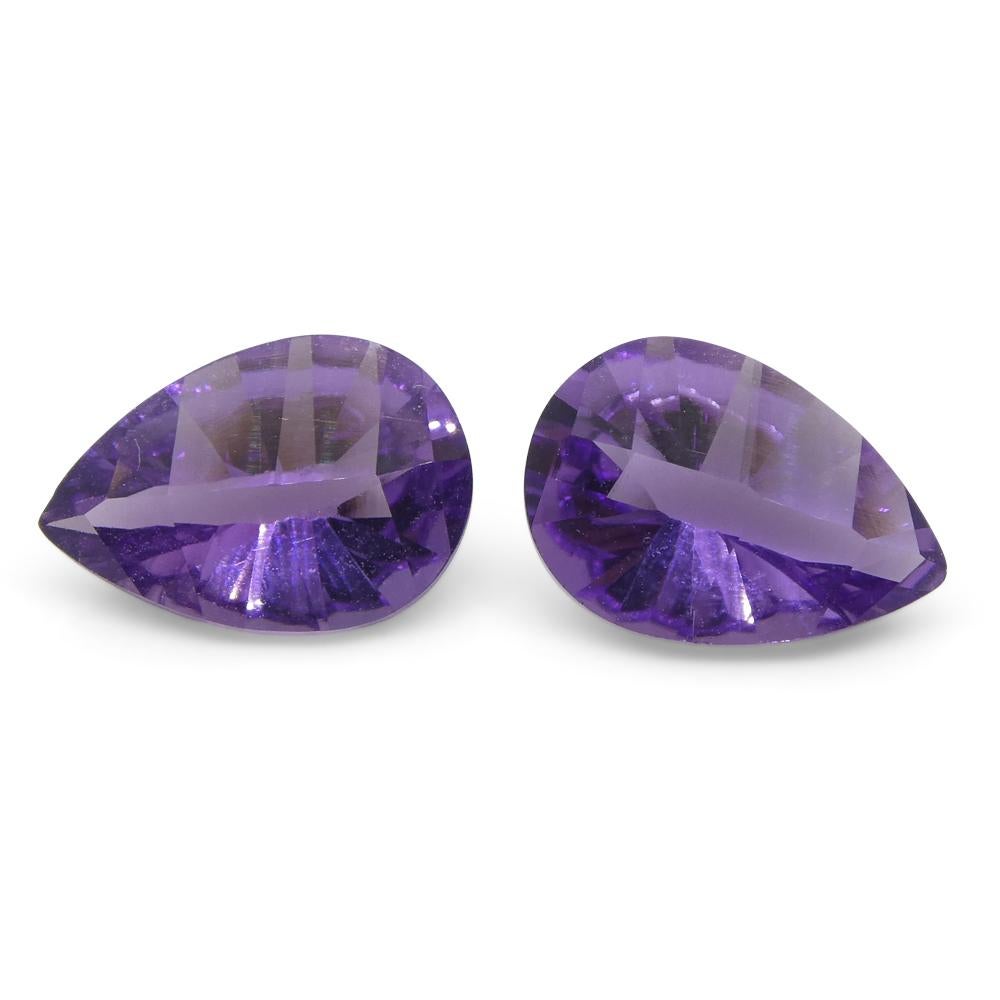 2ct Pear Amethyst 'Gloria' Fantasy/Fancy Cut Pair For Sale 6