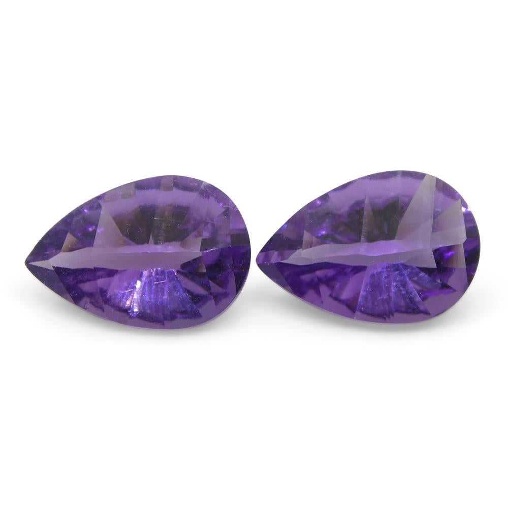 2ct Pear Amethyst 'Gloria' Fantasy/Fancy Cut Pair In New Condition For Sale In Toronto, Ontario