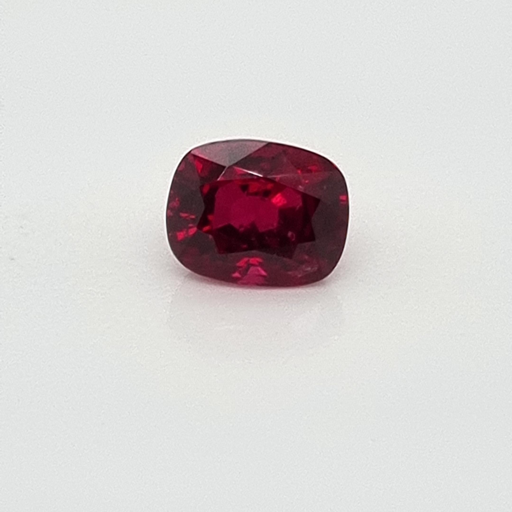 This Beautiful unheated Burmese 'Pigeon Blood' red ruby is the perfect stone for anyone looking to grow their collection of fine and unique gems. 

Weighing 2 carats, this stone can appeal to a wide clientele. It exhibits a deep, even, and rich red