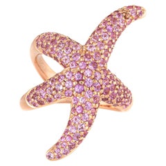 2ct Pink Sapphire Starfish Ring Estate 18k Rose Gold 6.75 Marine Ocean Jewelry