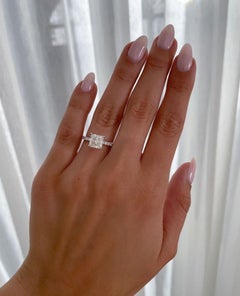 2CT Princess Cut Moissanite Hidden Halo Engagement Ring 925 Sterling Silver Ring