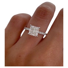 Anillo de compromiso con halo oculto de moissanita de corte princesa de 2 qt Anillo de plata de ley 925