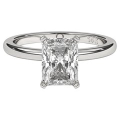 2CT Radiant Cut Solitaire F-G Color with VS Clarity Lab Grown Diamond Ring