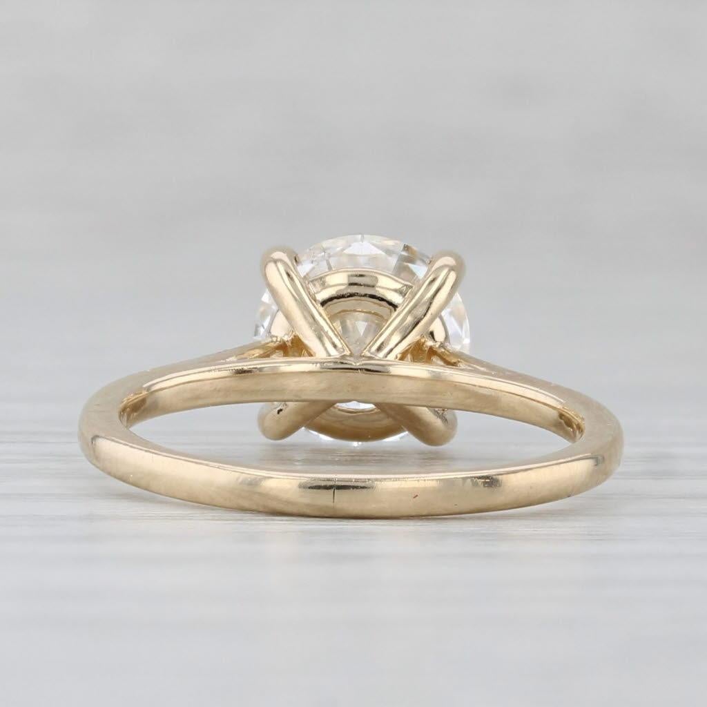 Taille ronde Bague de fiançailles 2ct Round Brilliant Solitaire Diamond 14k Gold SI1 H XXX GIA en vente