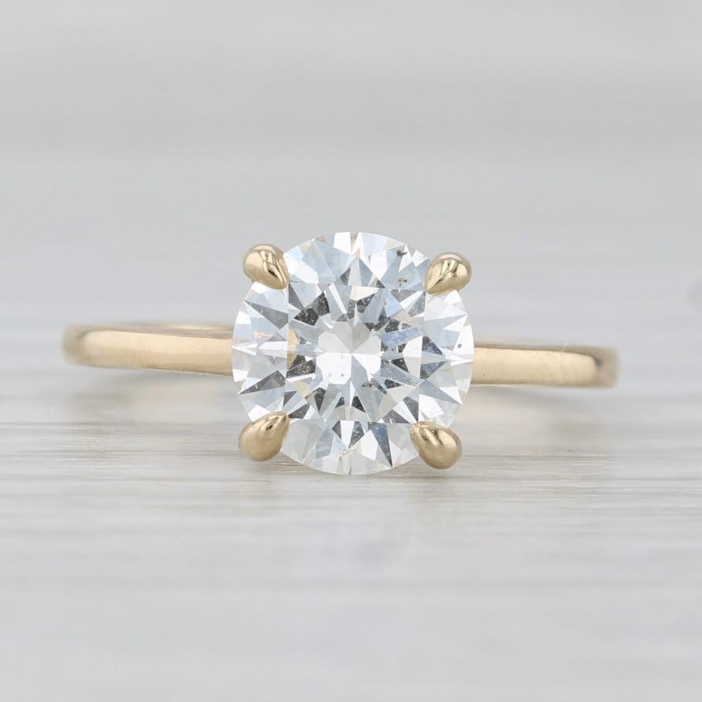 Bague de fiançailles 2ct Round Brilliant Solitaire Diamond 14k Gold SI1 H XXX GIA Bon état - En vente à McLeansville, NC