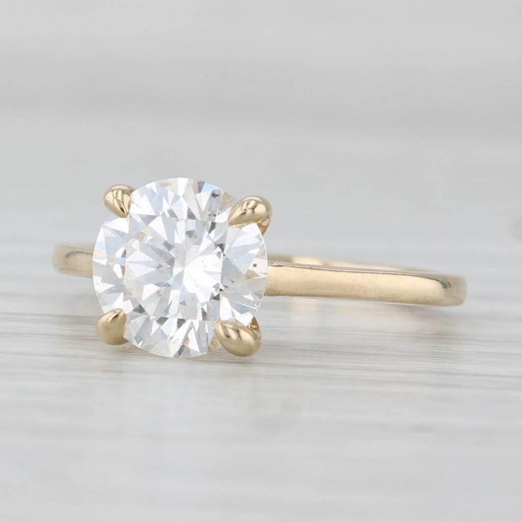 Bague de fiançailles 2ct Round Brilliant Solitaire Diamond 14k Gold SI1 H XXX GIA en vente 1