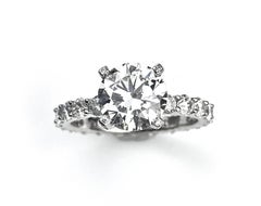 2 Carat Round Cut Engagement Ring with Shared Claw Setting
