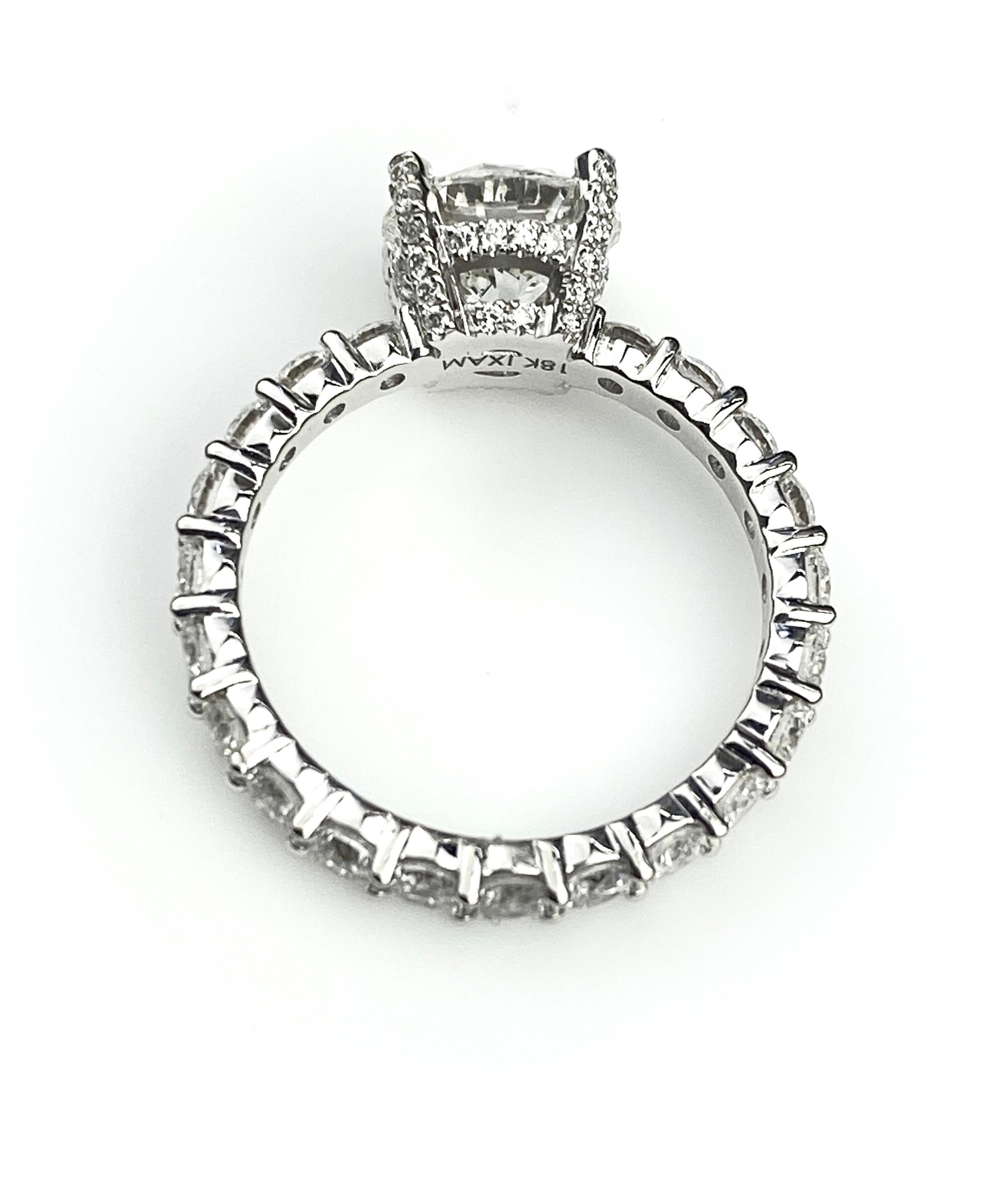 Women's 2 Carat Round Cut Engagement Ring with Shared Claw Setting For Sale