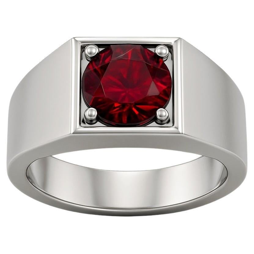 2ct Round Cut Natural Garnet Signet Ring