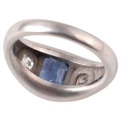 Anillo de platino con zafiro de Ceilán y diamantes de 2 ct, Italia