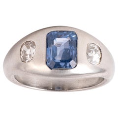 2ct Sapphire And Diamond Platinum Gypsy Set Ring