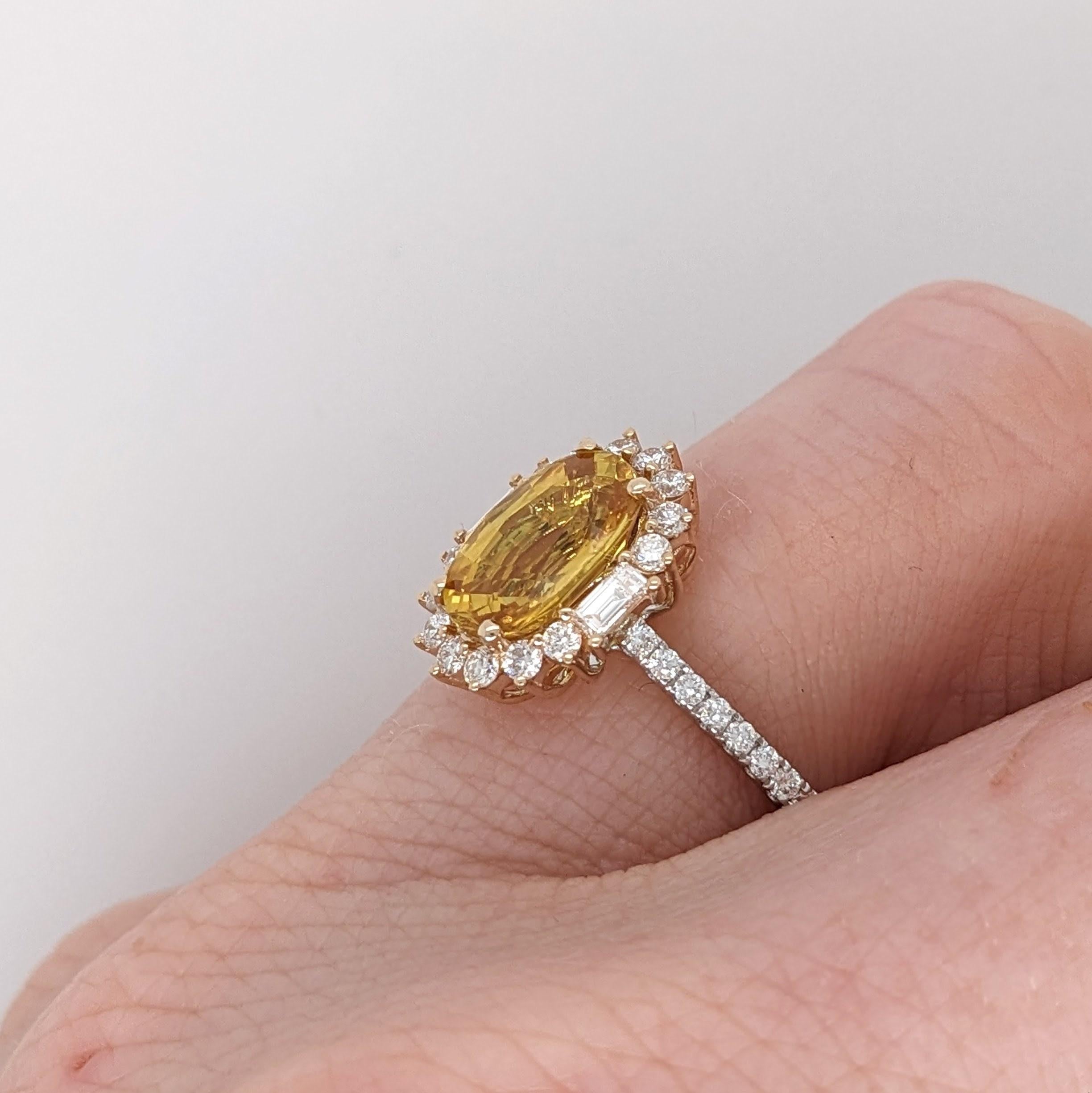 2 Karat Saphir Ring mit Steinmetz-Diamanten in massivem 14K Dual Tone Gold Oval 9x6mm (Moderne)