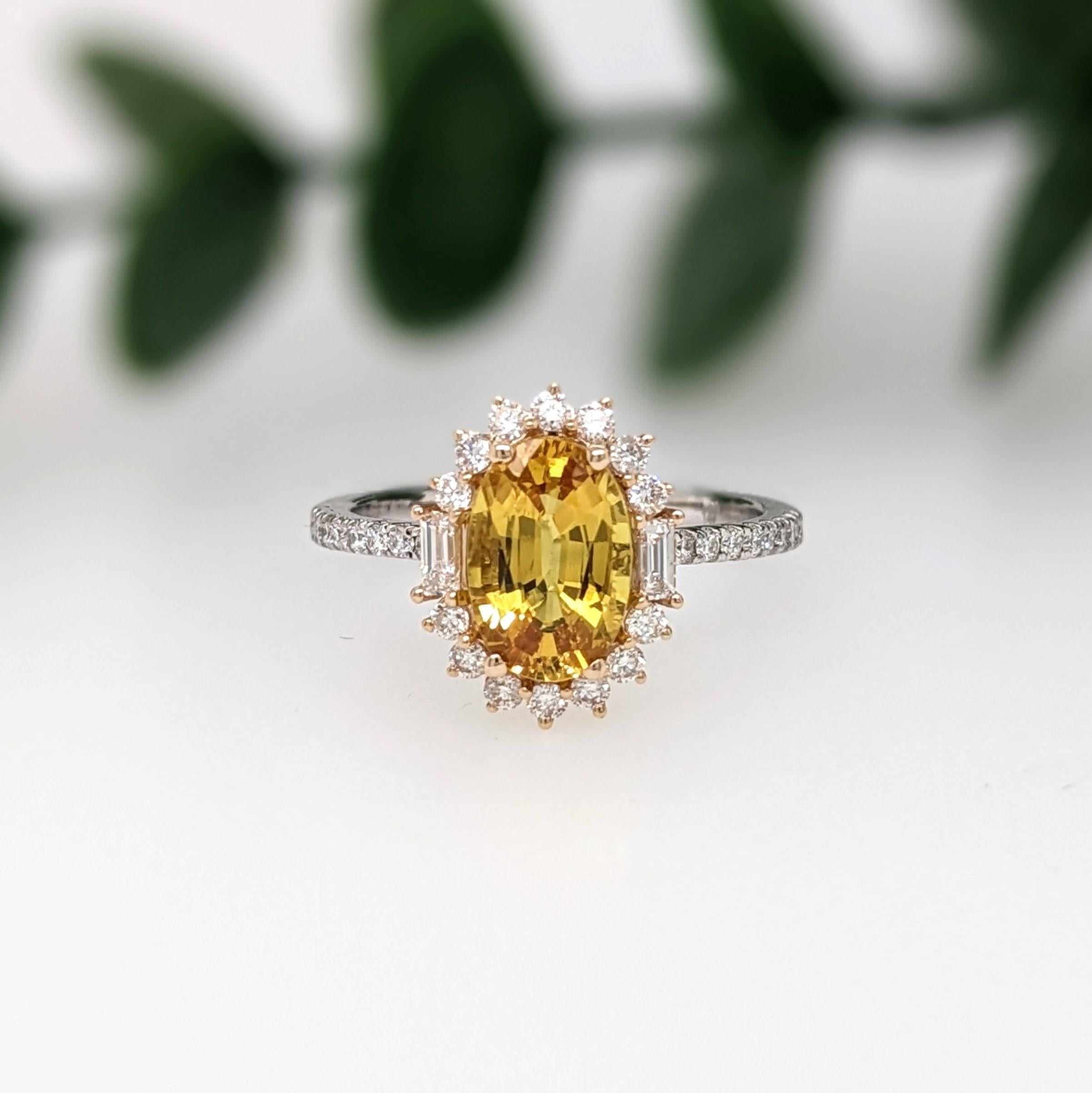 2 Karat Saphir Ring mit Steinmetz-Diamanten in massivem 14K Dual Tone Gold Oval 9x6mm (Ovalschliff)