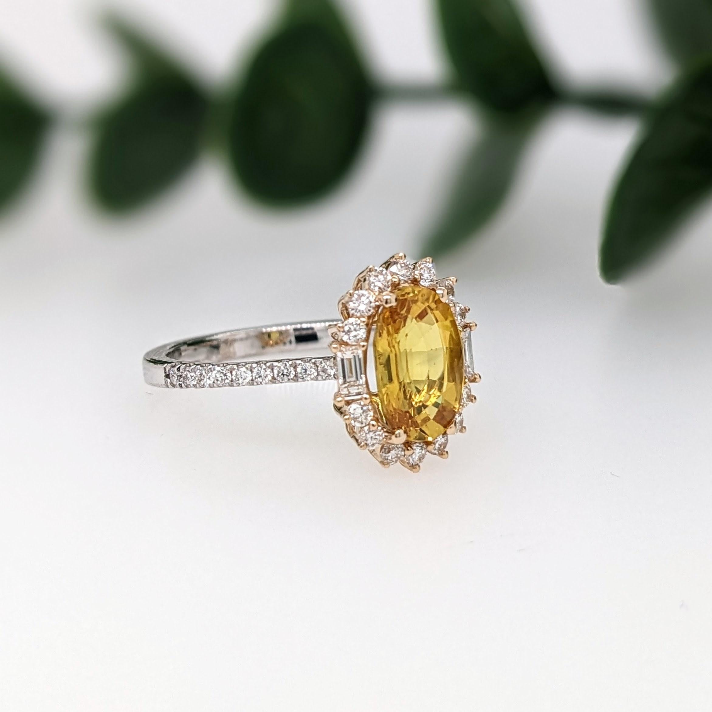 2 Karat Saphir Ring mit Steinmetz-Diamanten in massivem 14K Dual Tone Gold Oval 9x6mm im Zustand „Neu“ in Columbus, OH