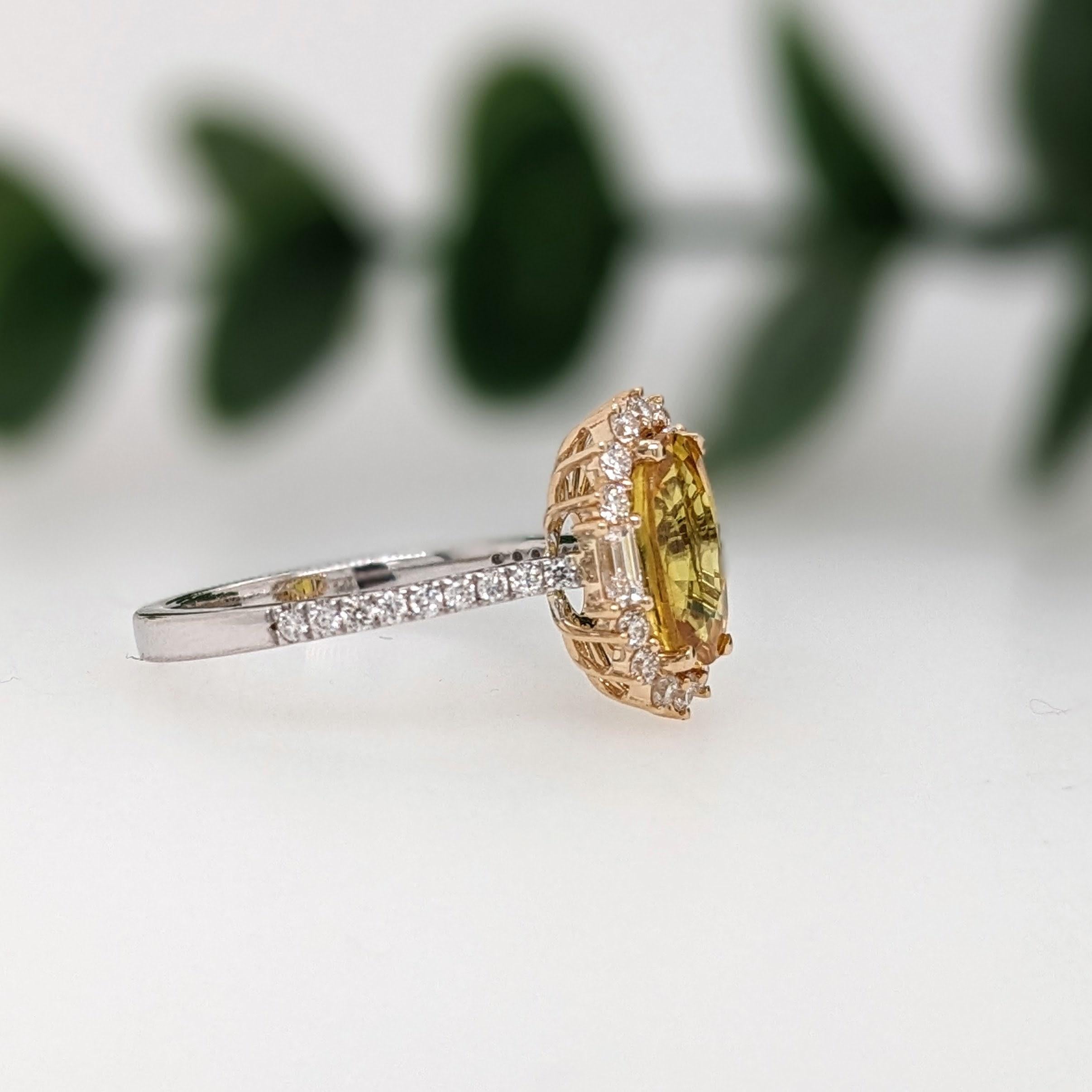 2 Karat Saphir Ring mit Steinmetz-Diamanten in massivem 14K Dual Tone Gold Oval 9x6mm Damen