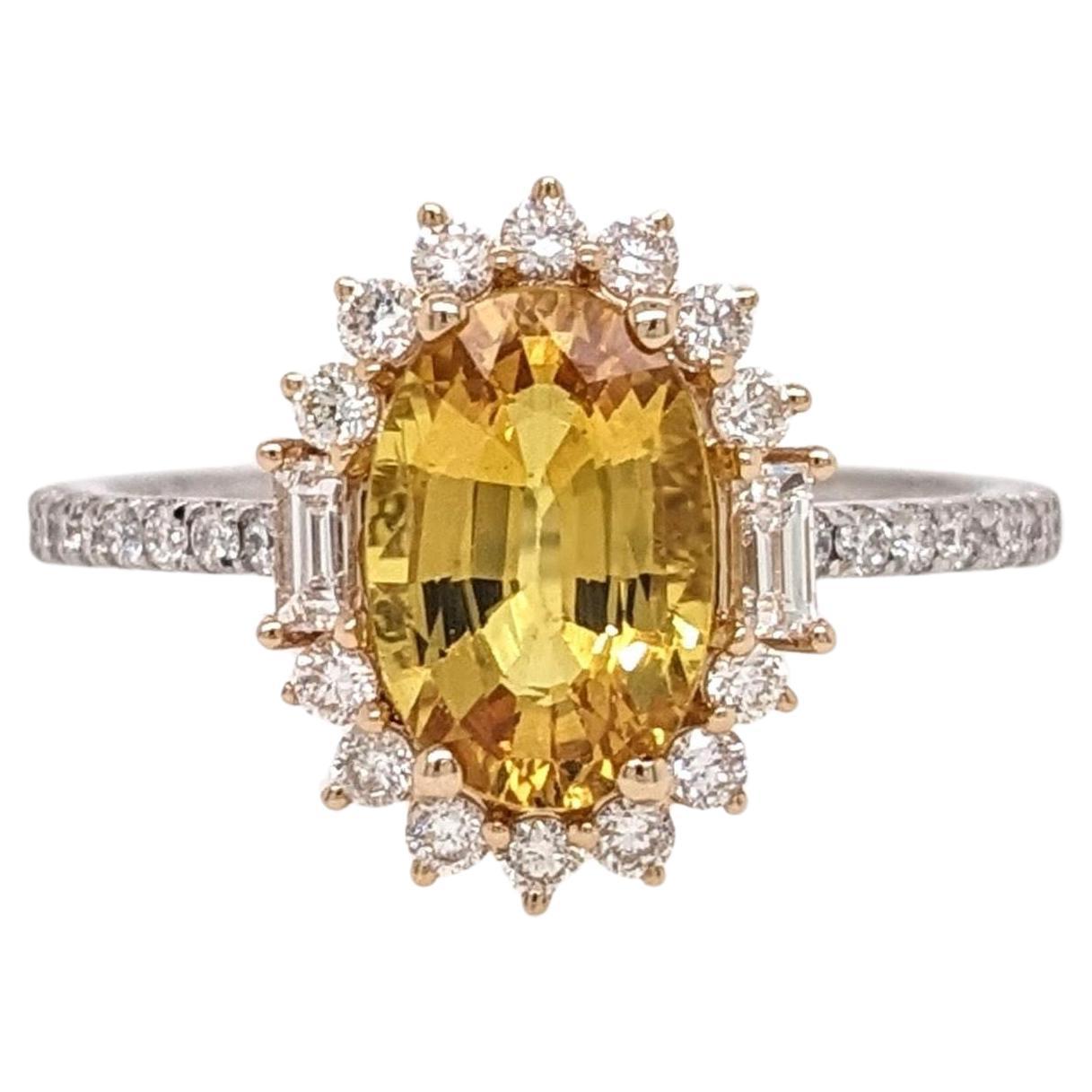 2 Karat Saphir Ring mit Steinmetz-Diamanten in massivem 14K Dual Tone Gold Oval 9x6mm