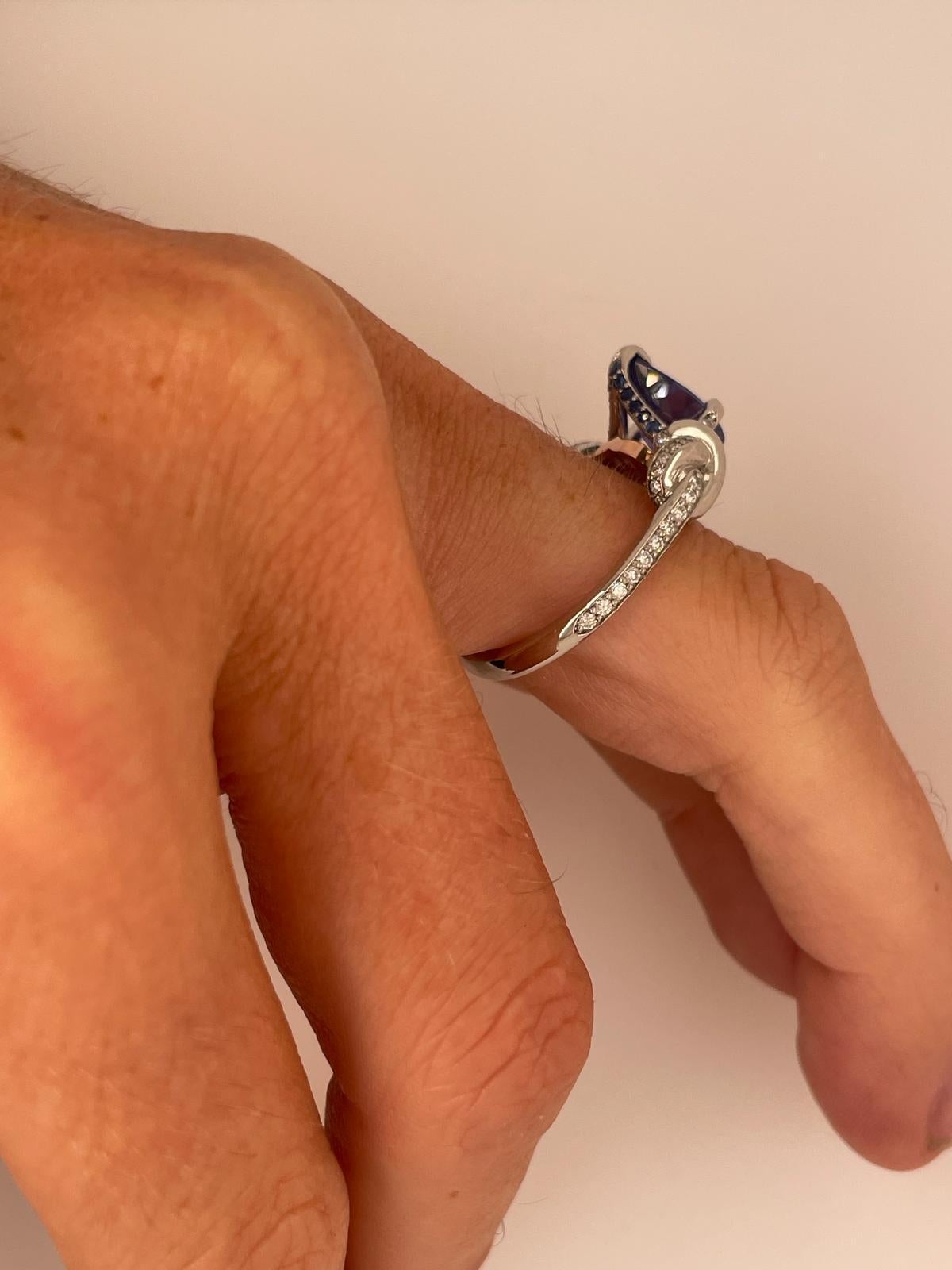 For Sale:  2ct tanzanite and diamond ring in platinum and rose gold  Forget me knot ring  20
