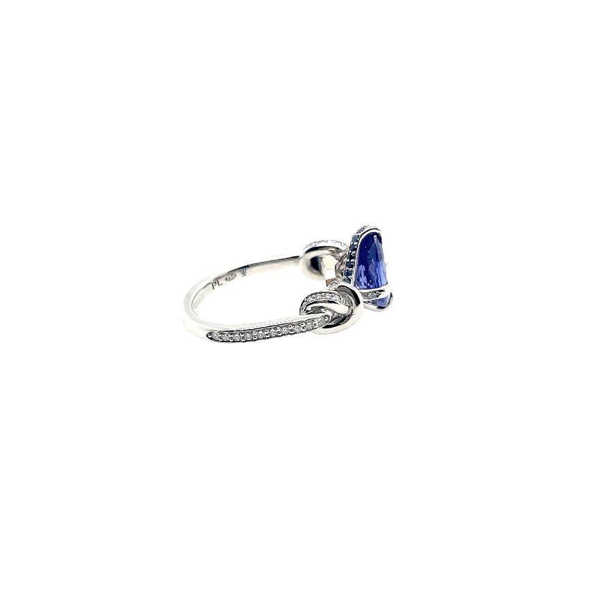 For Sale:  2ct Tanzanite and Diamond 'Forget Me Knot' ring in platinum and rose gold 4