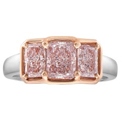 2ct Total Light Pink Radiant VVS GIA Three Stone Ring