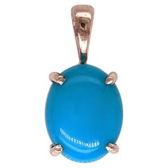 2ct Turquoise Solitaire Pendant in Solid 14K Rose Gold Oval 10x8mm 2ct Turquoise Solitaire Pendant in Solid 14K Rose Gold Oval 10x8mm