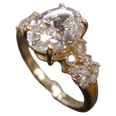 2 Karat einzigartiger ovaler Diamant-Verlobungsring aus 18 Karat Gelbgold 