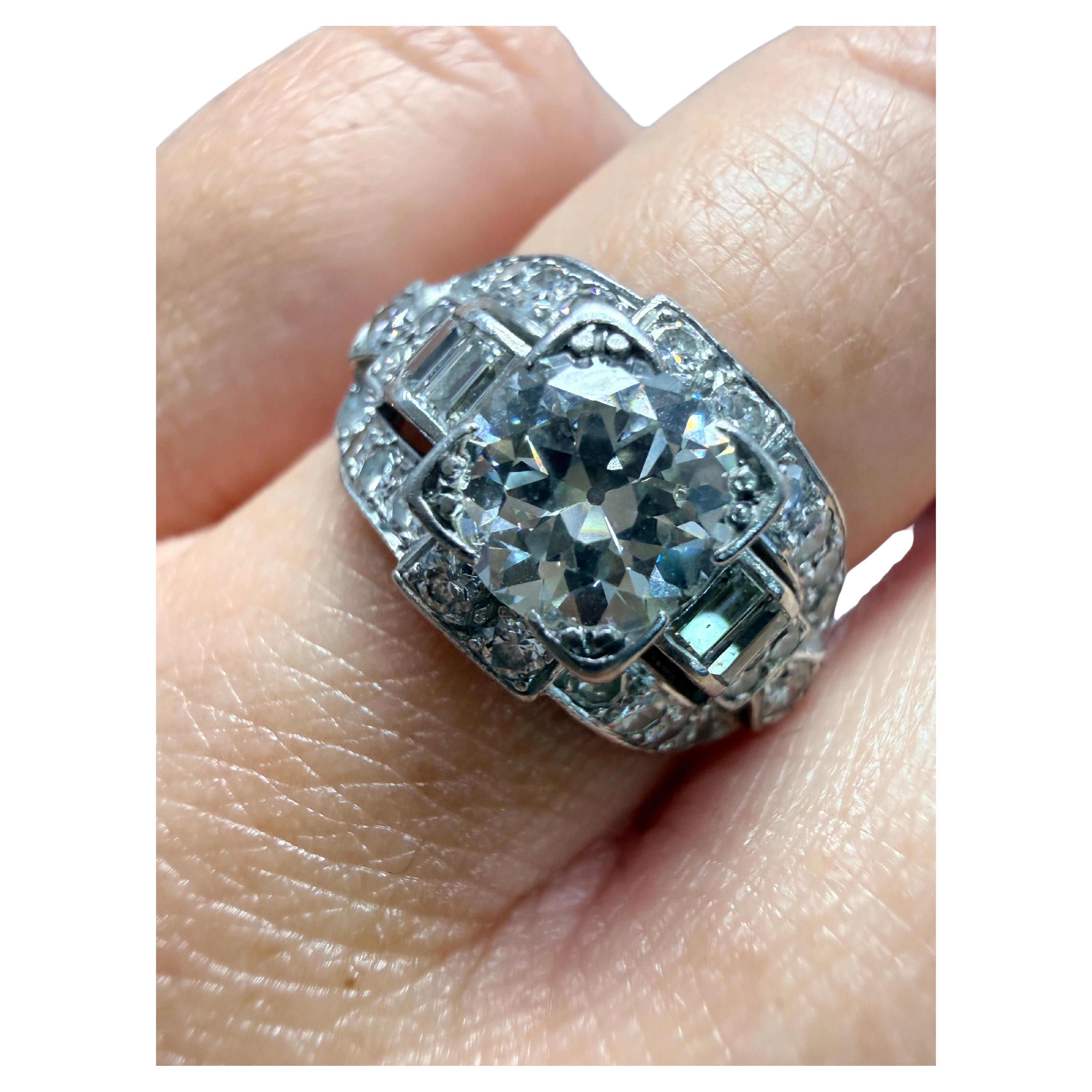 2ct Anillo de diamantes vintage año desconocido VS-SI claridad F color anillo de compromiso