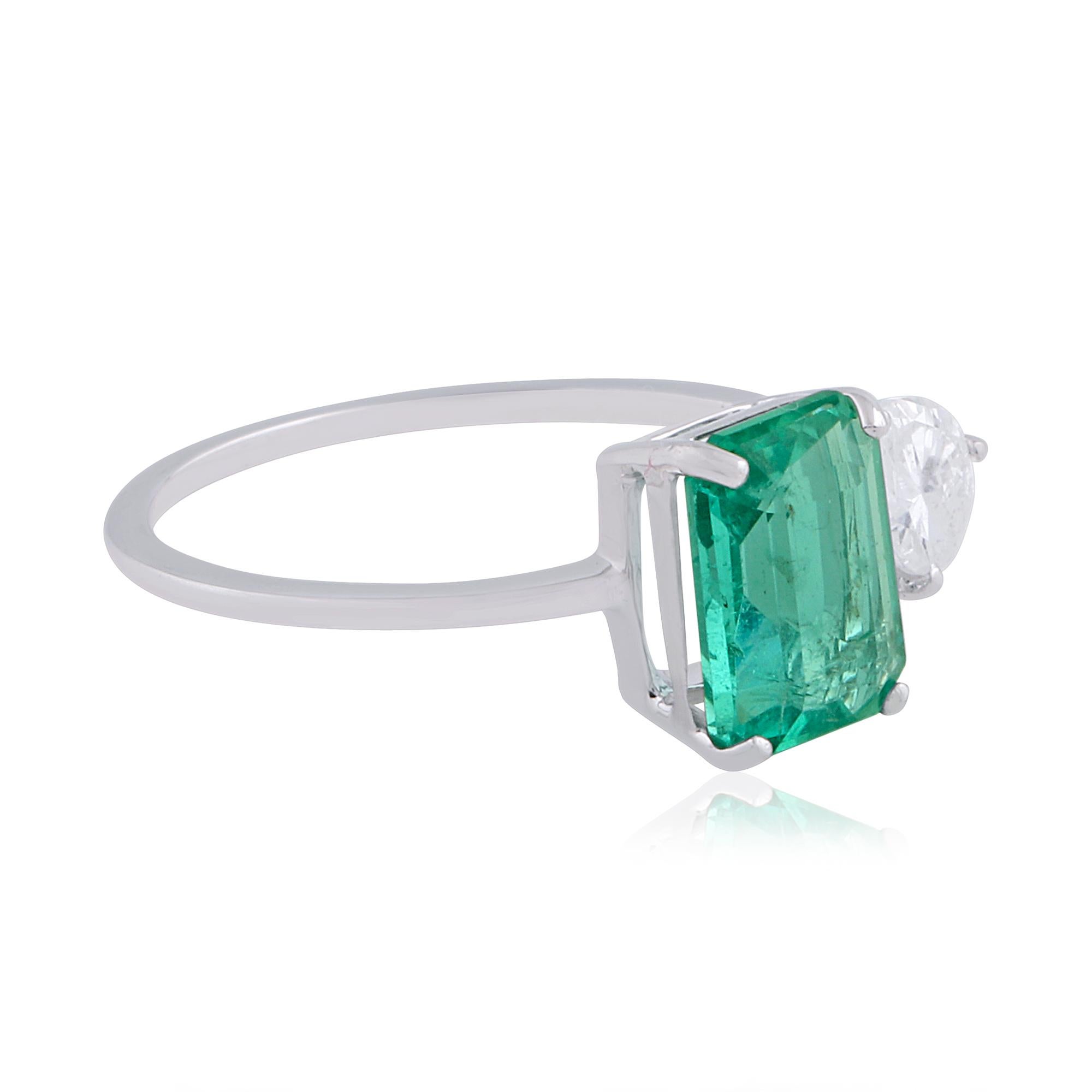 Im Angebot: 2ct Sambia Smaragd 0,50ct Diamant zwei Stein Ring 18k Weißgold Feiner Schmuck () 3