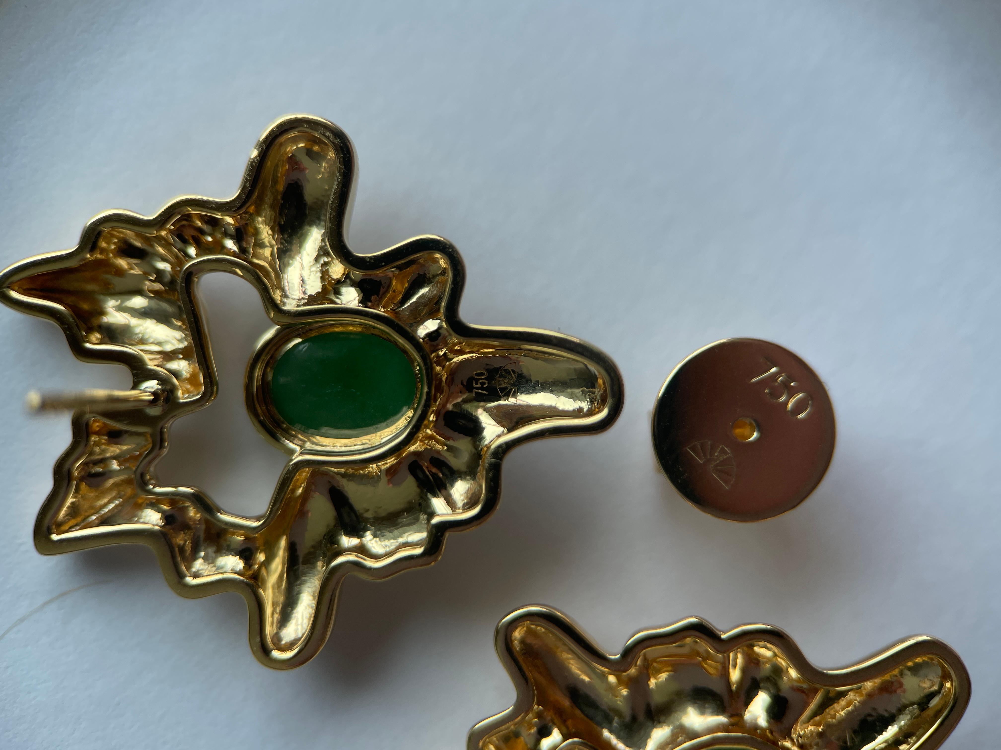 2Kt. birmanischer natürlicher Typ A Jade Ohrstecker (abnehmbarer Ohrring) im Angebot 4