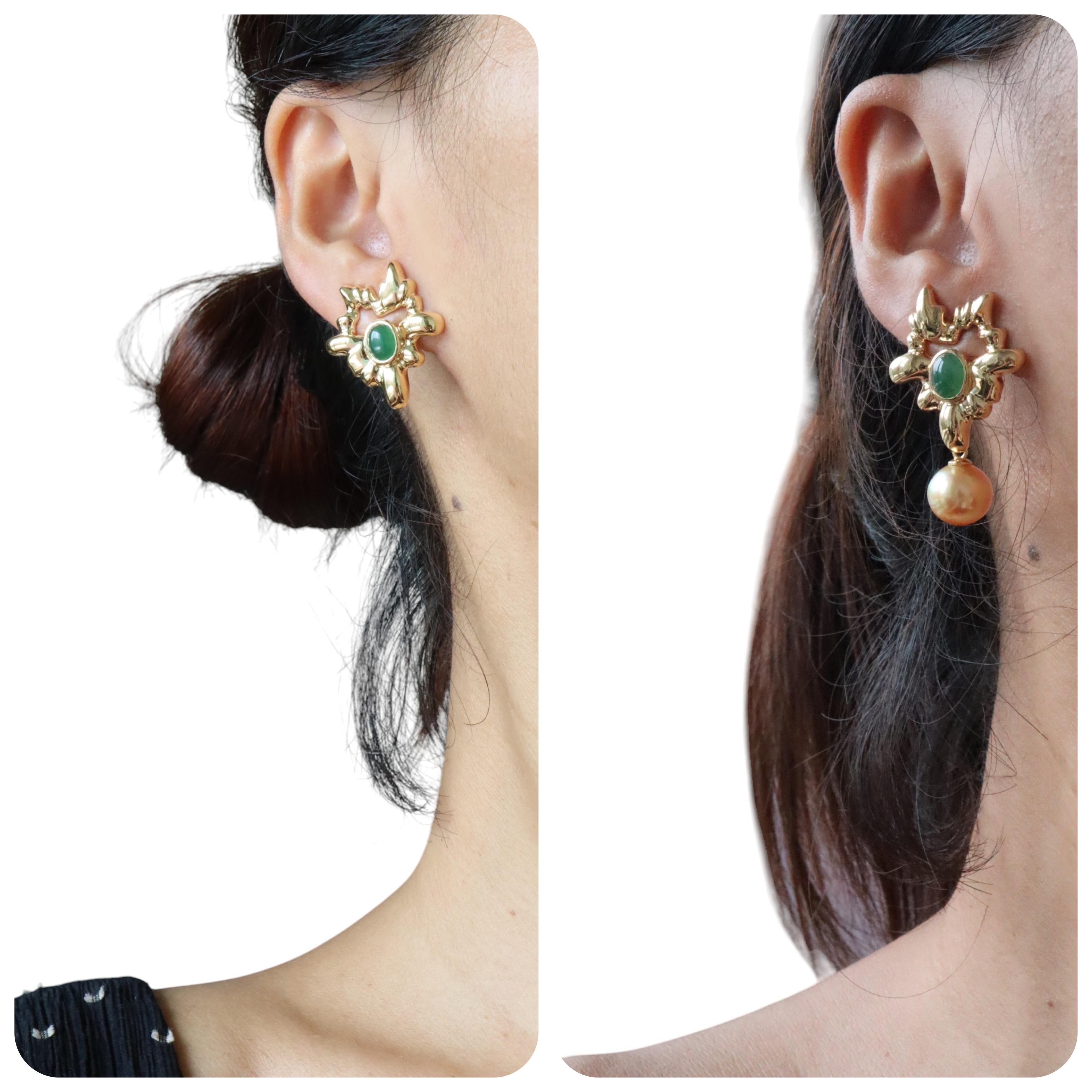 2Kt. birmanischer natürlicher Typ A Jade Ohrstecker (abnehmbarer Ohrring) im Angebot 6