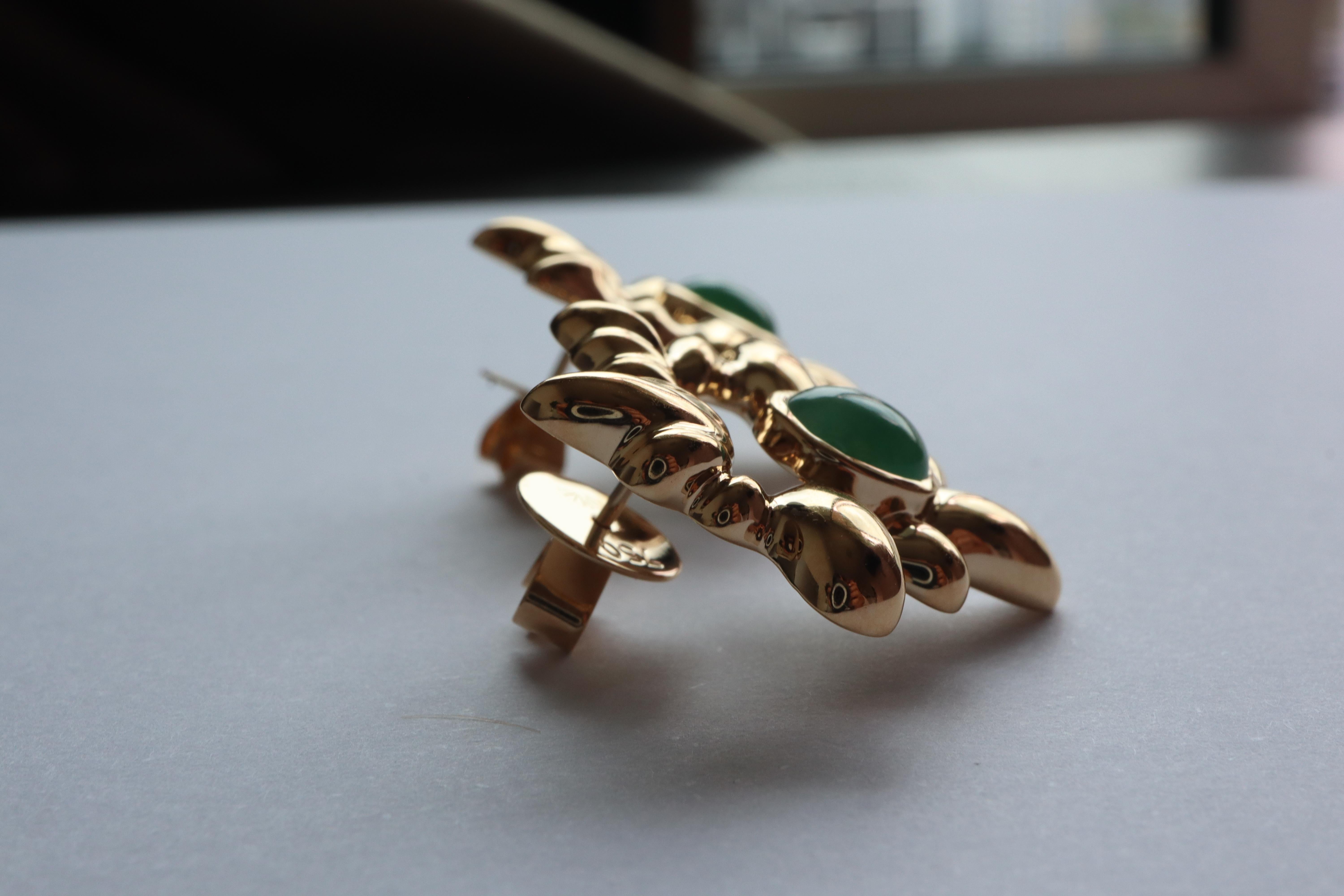 2Kt. birmanischer natürlicher Typ A Jade Ohrstecker (abnehmbarer Ohrring) (Cabochon) im Angebot