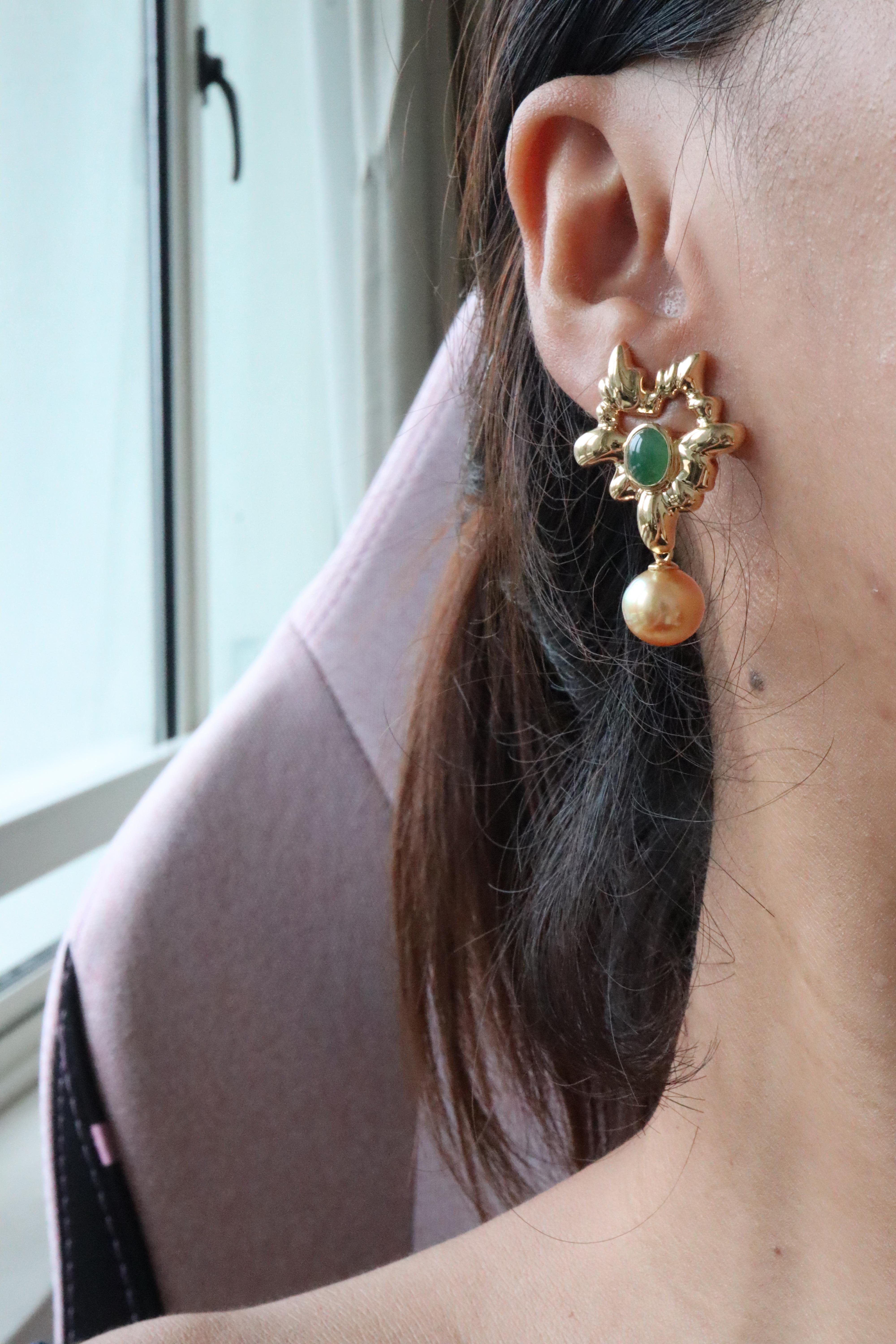 2Kt. birmanischer natürlicher Typ A Jade Ohrstecker (abnehmbarer Ohrring) im Angebot 1