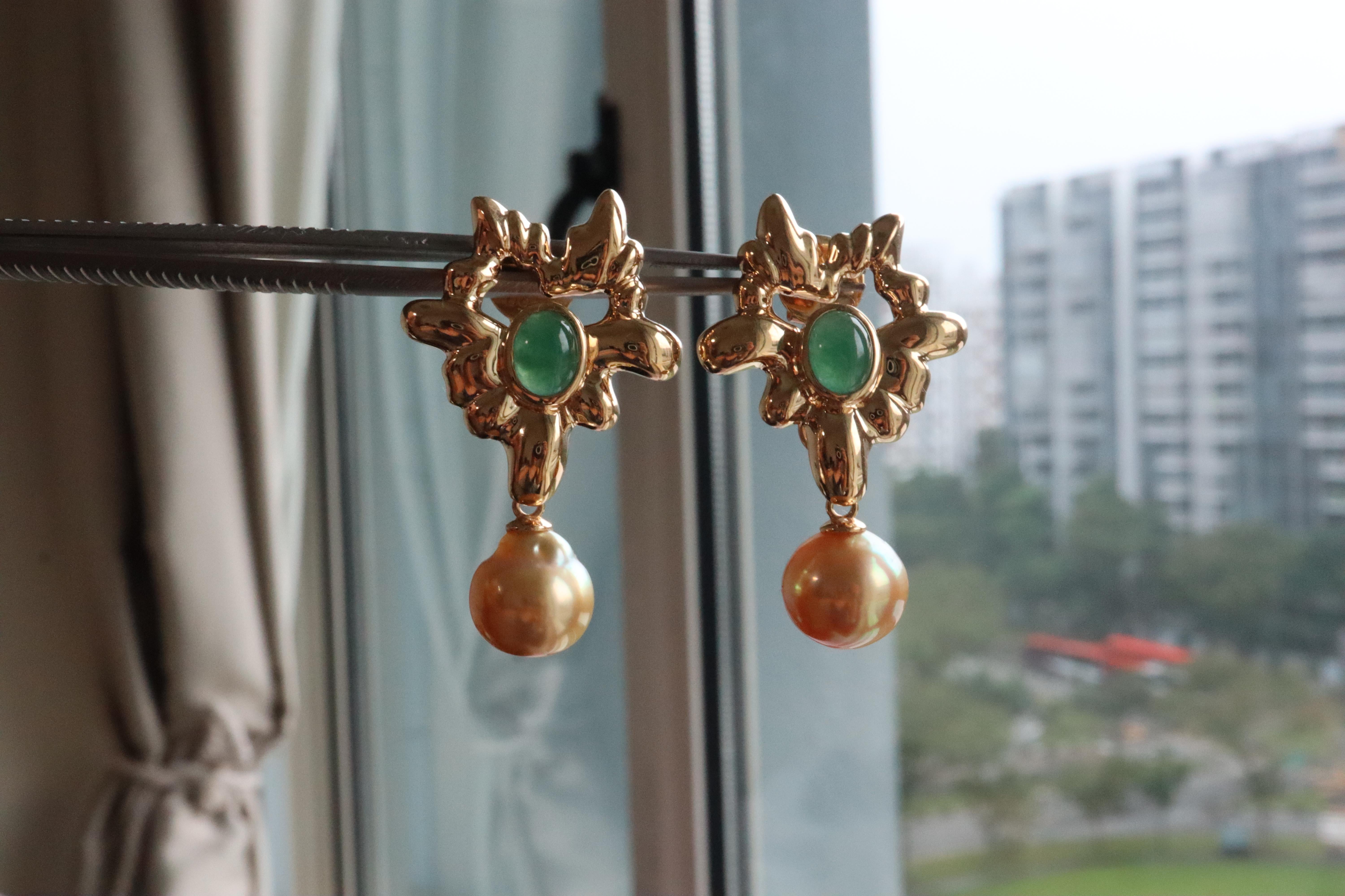 2Kt. birmanischer natürlicher Typ A Jade Ohrstecker (abnehmbarer Ohrring) im Angebot 2