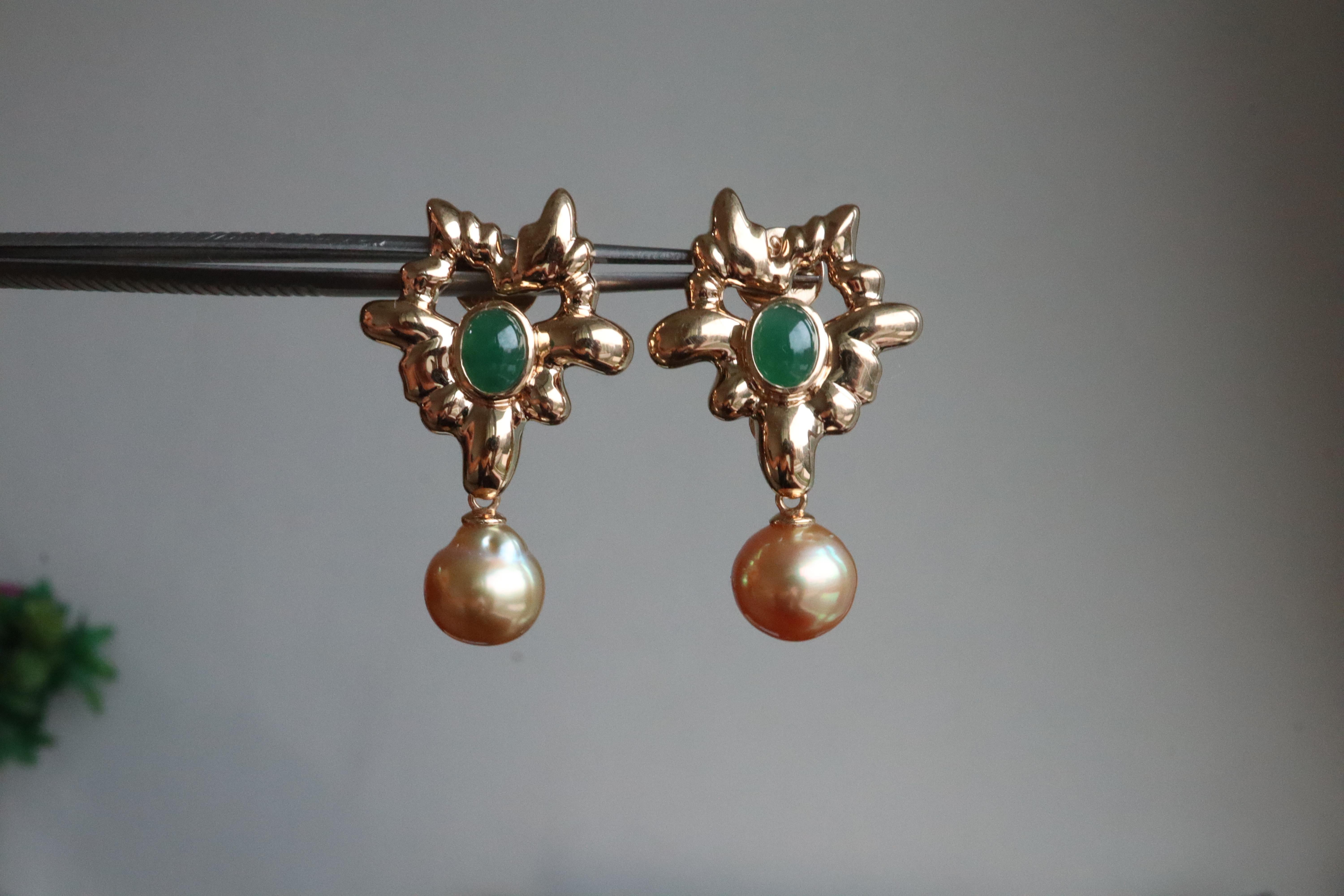 2Kt. birmanischer natürlicher Typ A Jade Ohrstecker (abnehmbarer Ohrring) im Angebot 3