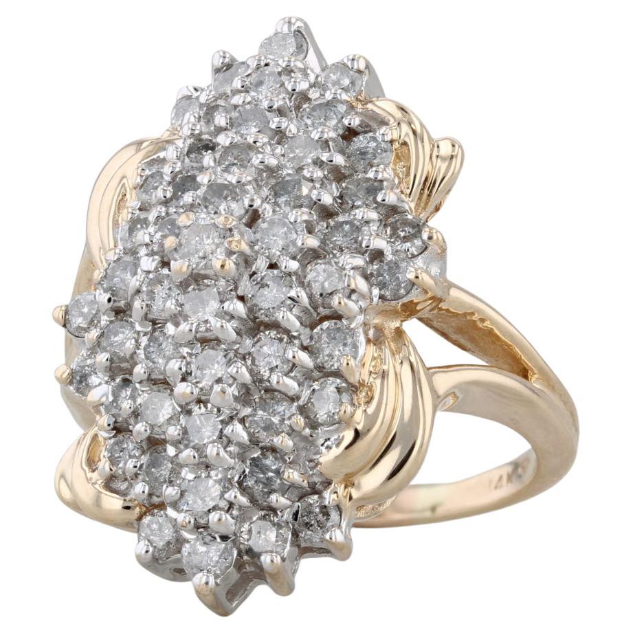2ctw Diamond Cluster Cocktail Ring 14k Yellow Gold Size 8