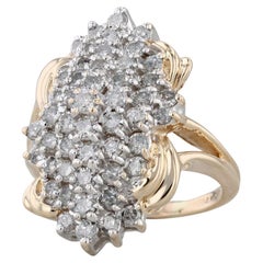 2ctw Diamond Cluster Cocktail Ring 14k Yellow Gold Size 8