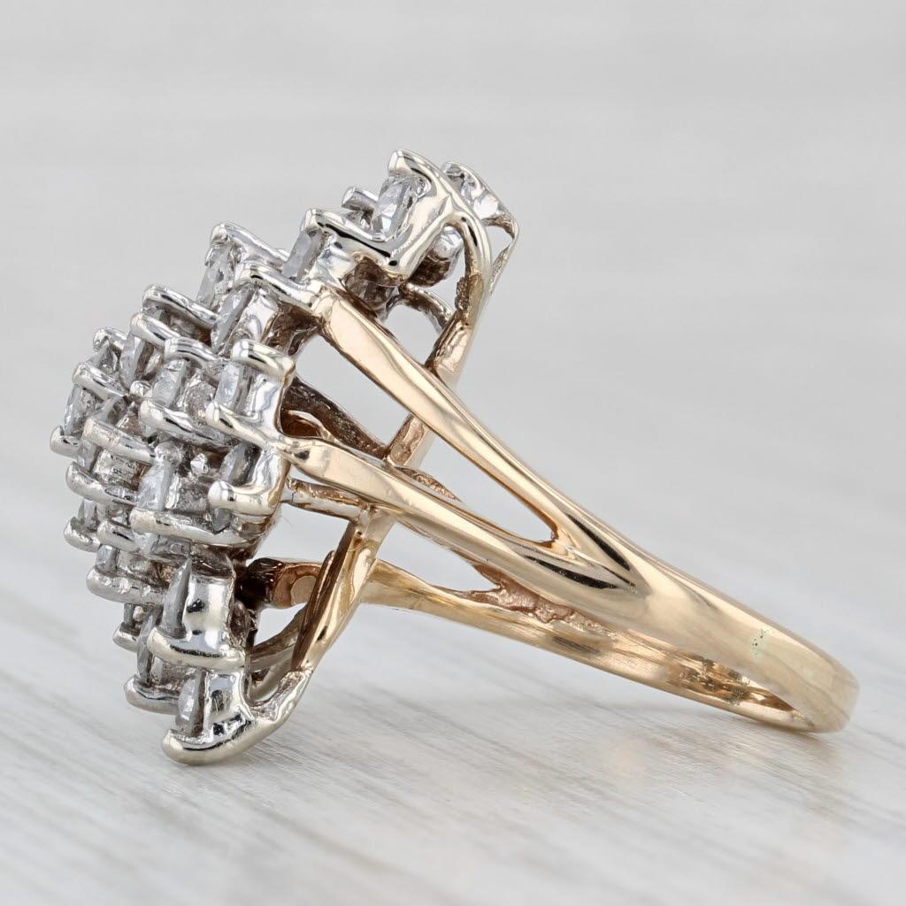 Anello a grappolo con diamanti da 2ctw in oro 14k misura 4,5 Cocktail 1