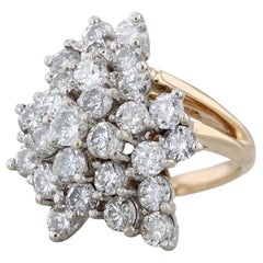 2ctw Diamond Cluster Ring 14k Gold Size 4.5 Cocktail