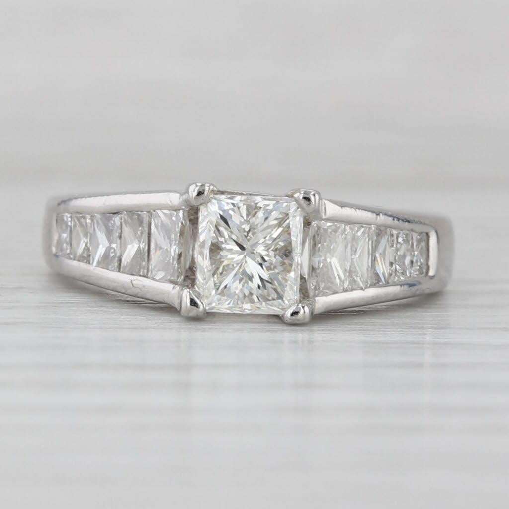 Anello di fidanzamento con diamante da 2ctw in platino a fascia cattedrale misura 6,75 GIA In condizioni buone in vendita a McLeansville, NC