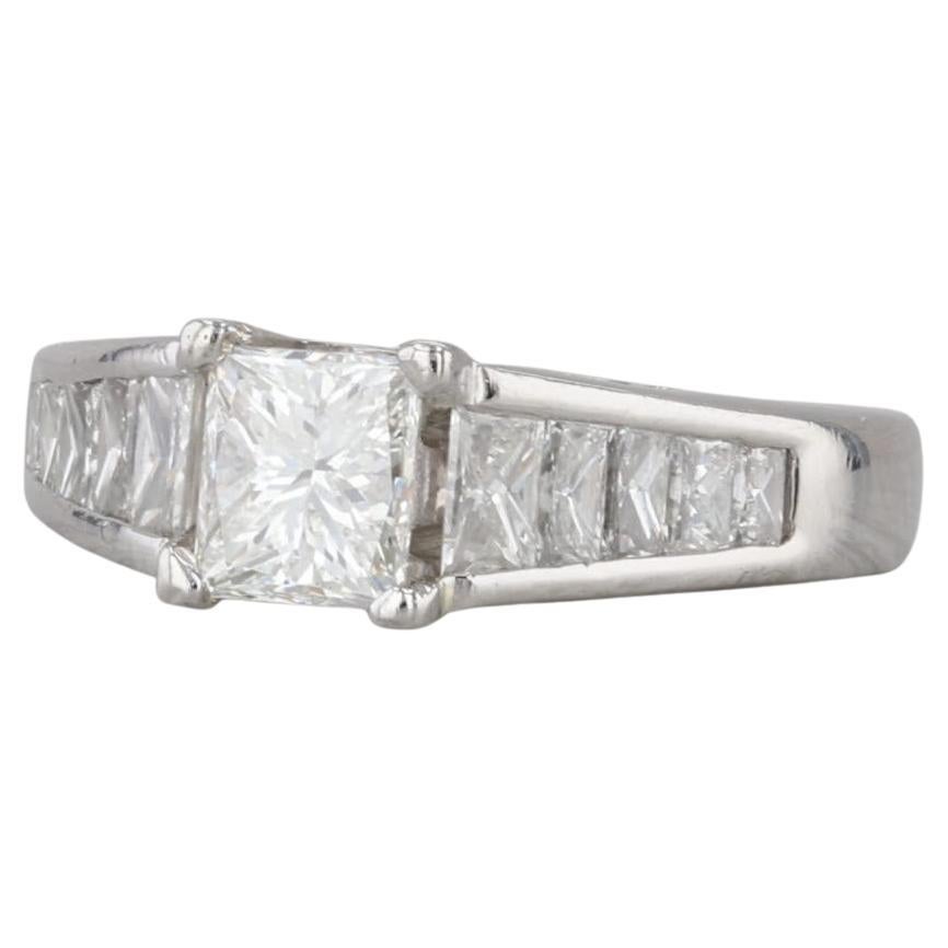 Anello di fidanzamento con diamante da 2ctw in platino a fascia cattedrale misura 6,75 GIA