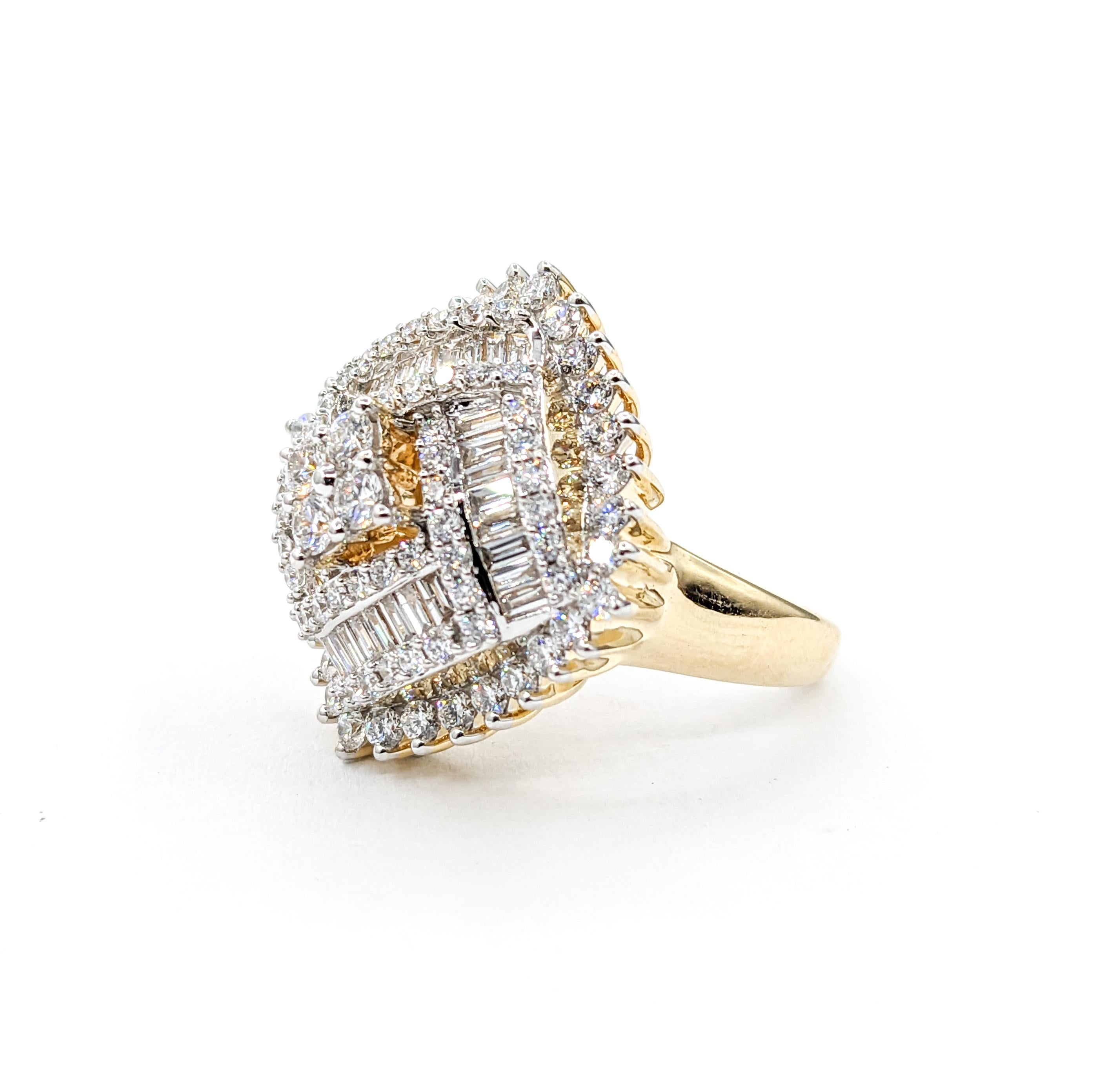 2ctw Diamond Fashion Cluster Ring Yellow & White Gold  3